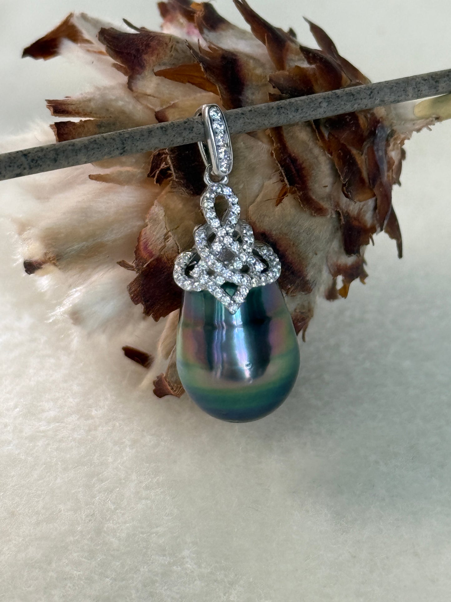 Iridescence Drop | Rare Rainbow Tahitian Pearl Pendant