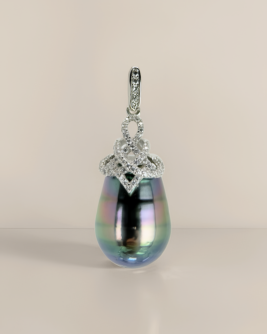 Iridescence Drop | Rare Rainbow Tahitian Pearl Pendant
