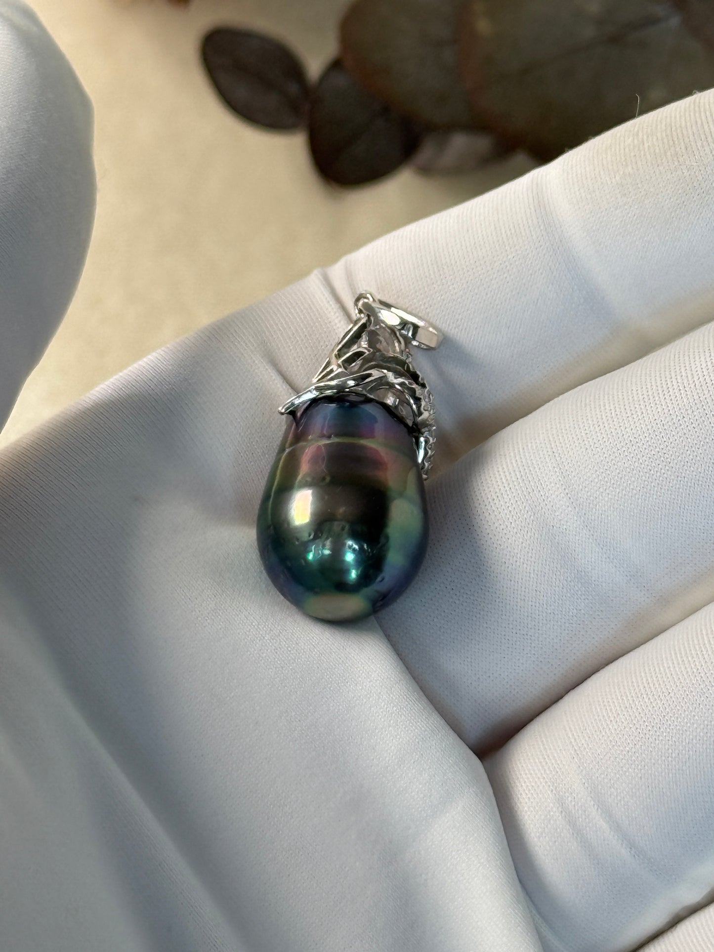 Iridescence Drop | Rare Rainbow Tahitian Pearl Pendant