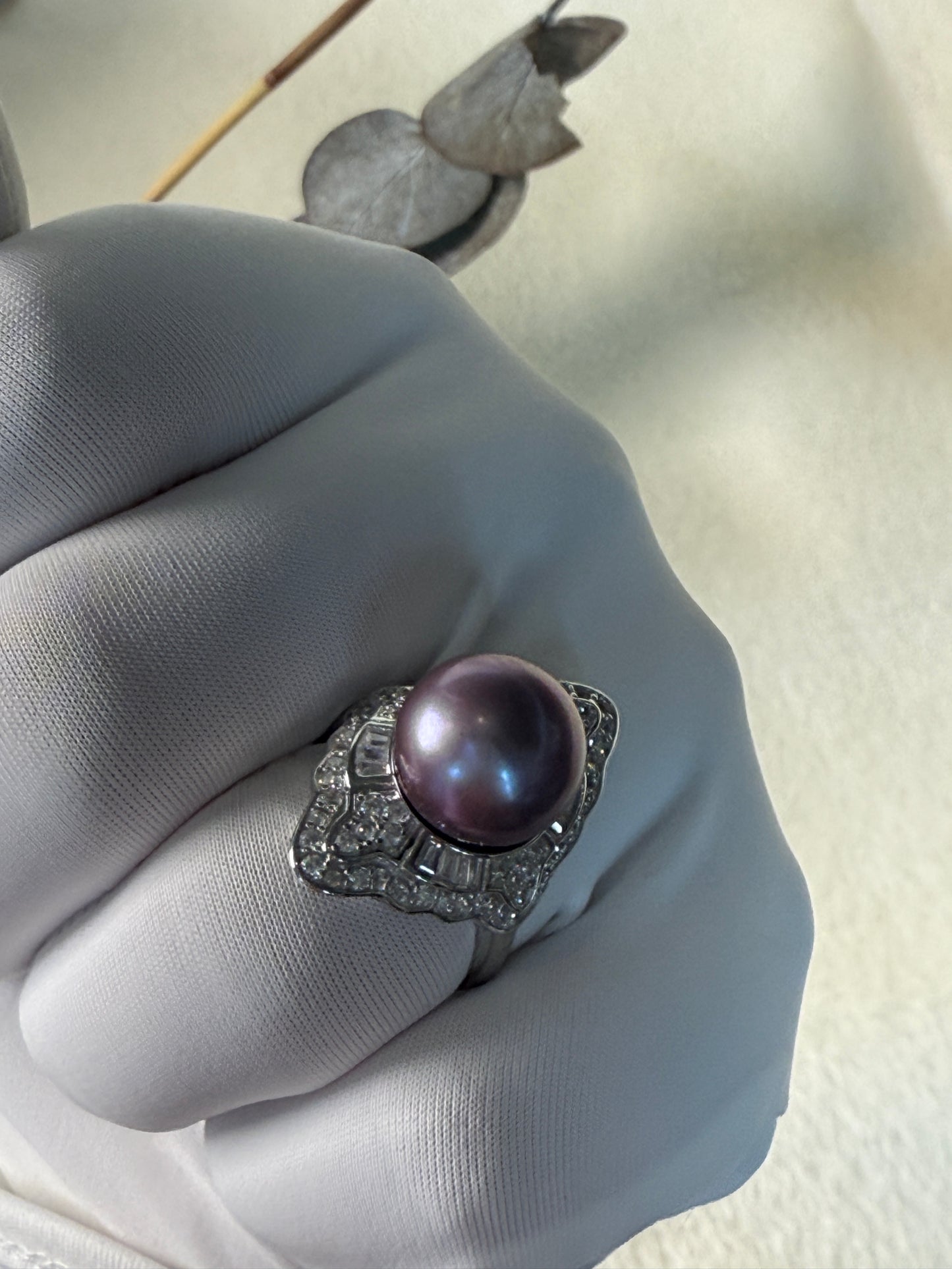 Viola | Vintage-Inspired Ring with Purple Freshwater Pearl