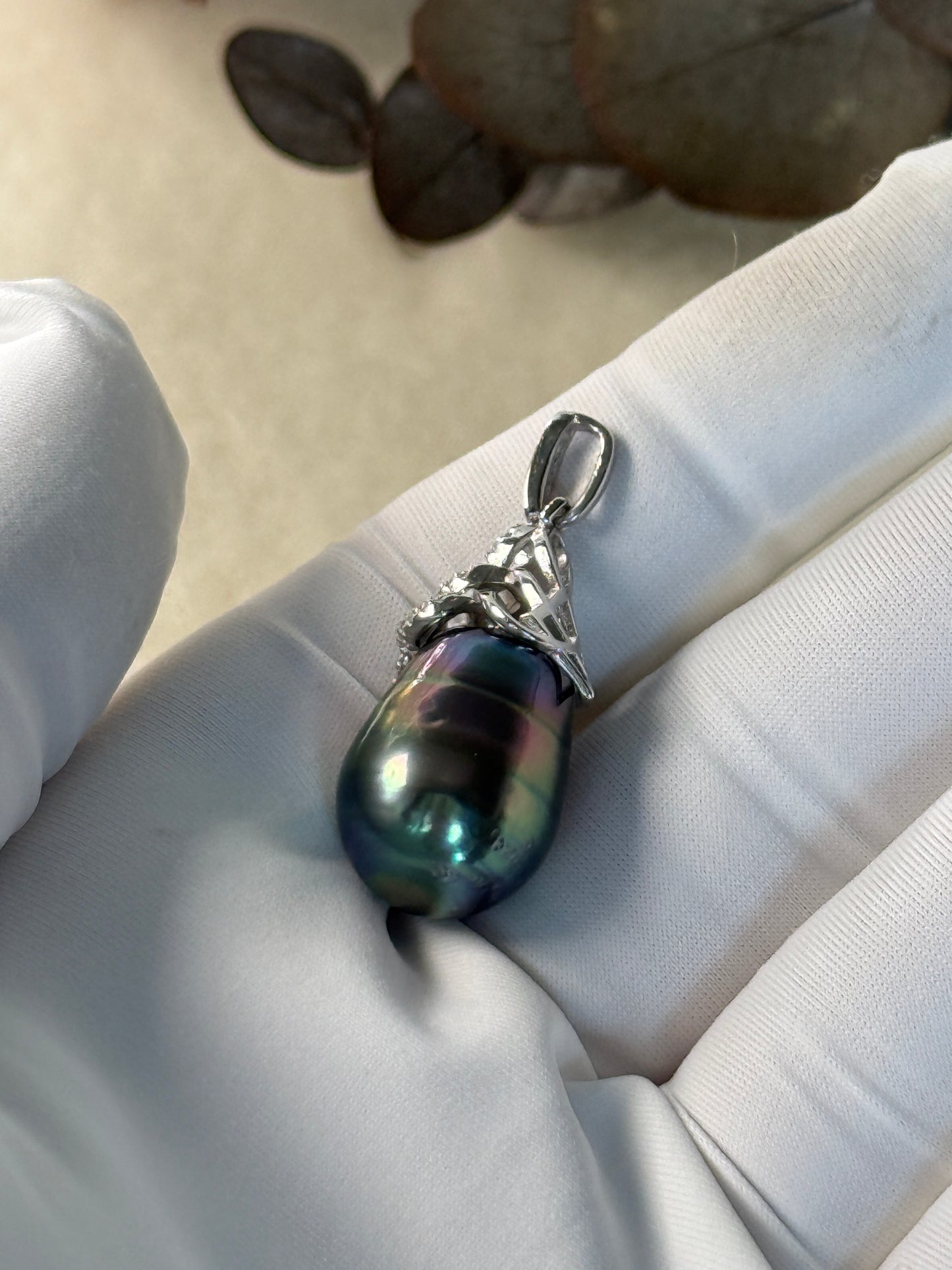 Iridescence Drop | Rare Rainbow Tahitian Pearl Pendant
