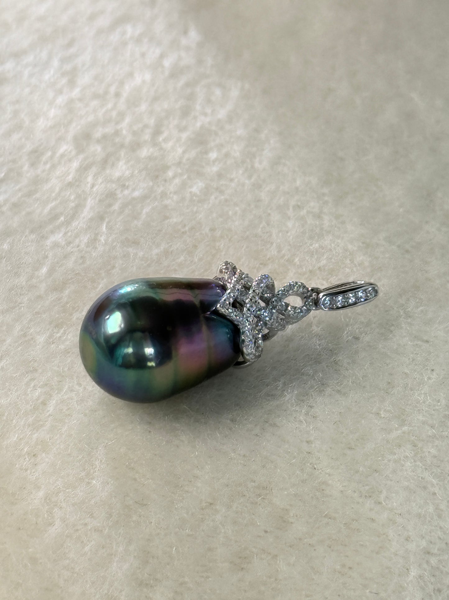 Iridescence Drop | Rare Rainbow Tahitian Pearl Pendant