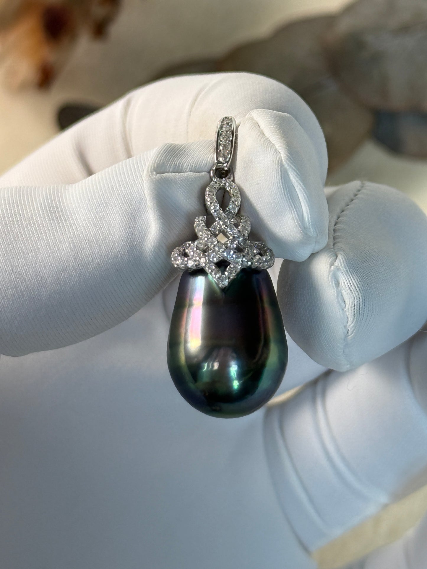 Iridescence Drop | Rare Rainbow Tahitian Pearl Pendant