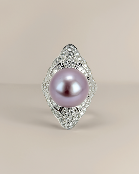 Viola | Vintage-Inspired Ring with Purple Freshwater Pearl