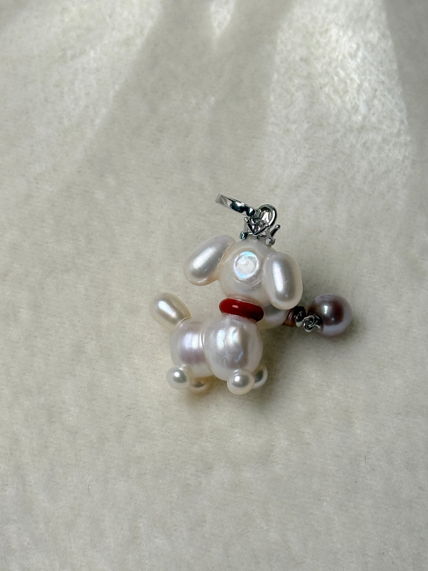 Biscuit — Pearl Pup | Baroque Dog Charm with Pink Drop
