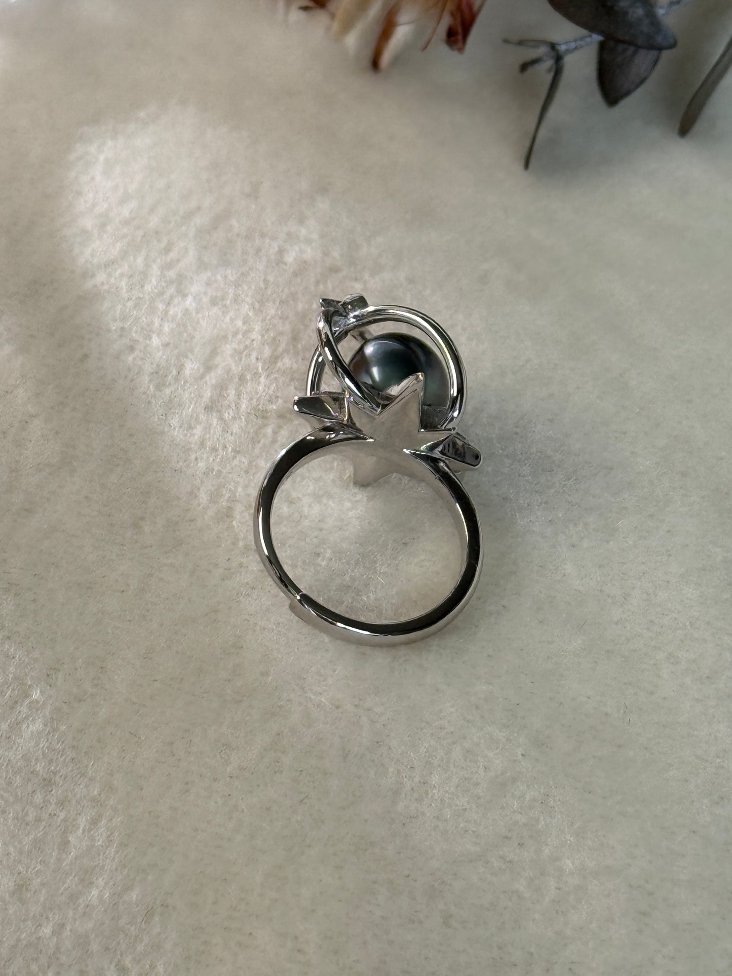 Astra | Adjustable Ring with Tahitian Pearl & Orbital Band