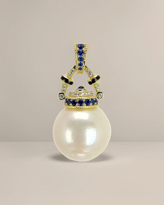 Elara | Teapot Pendant with Rare Cream-Gold Pearl