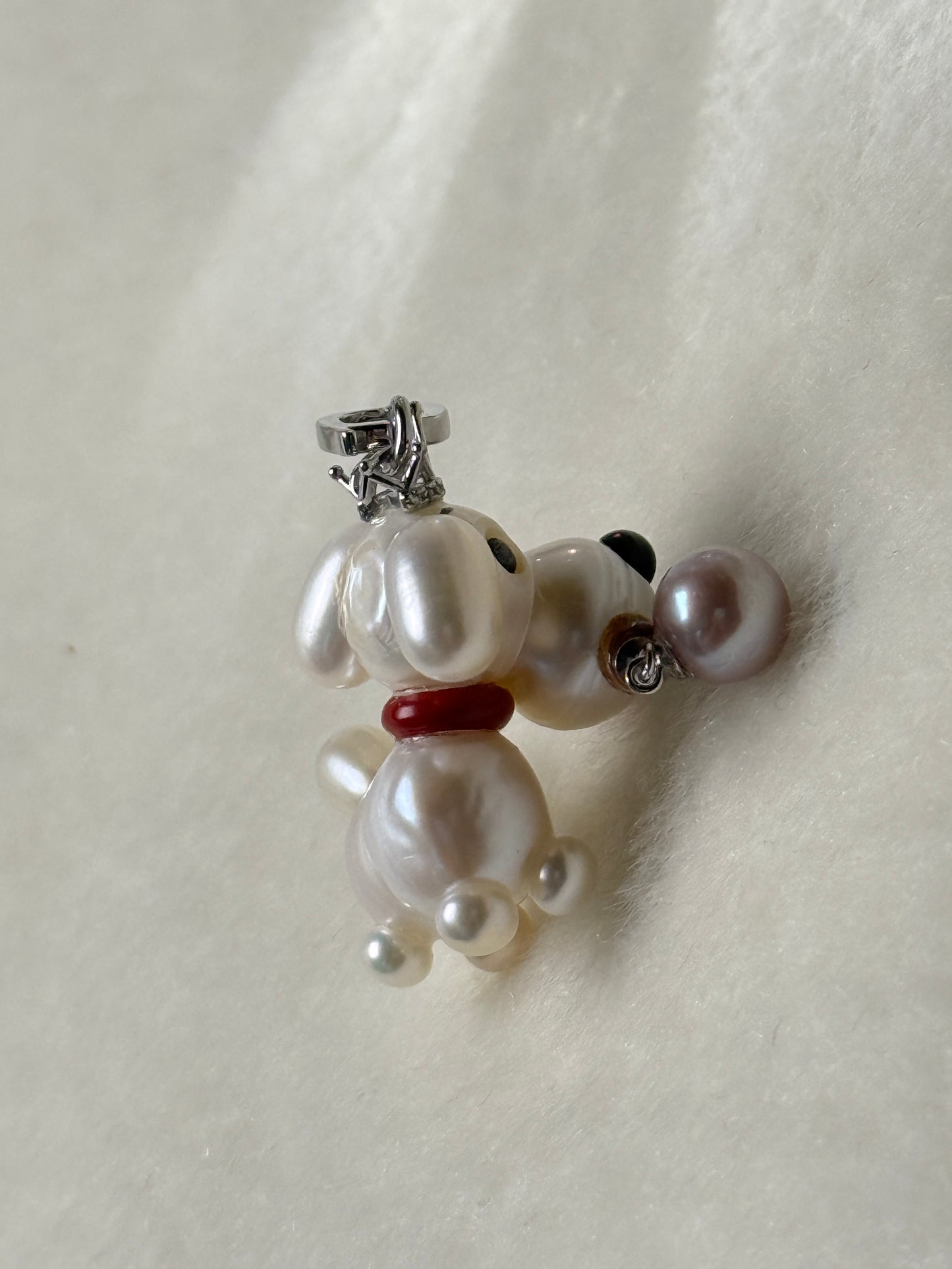 Biscuit — Pearl Pup | Baroque Dog Charm with Pink Drop