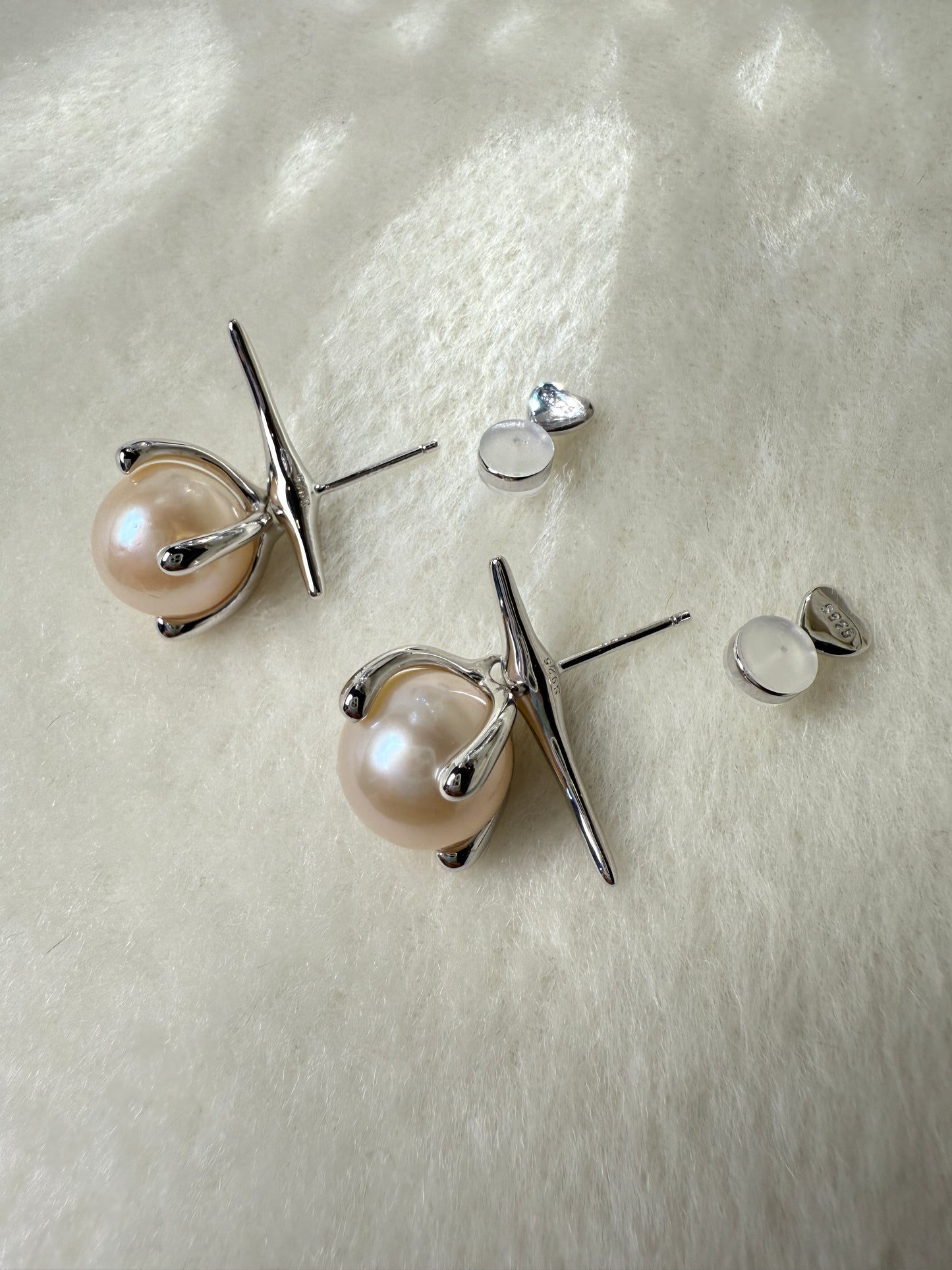 Solenne | Cream-Gold Pearl Stud Earrings