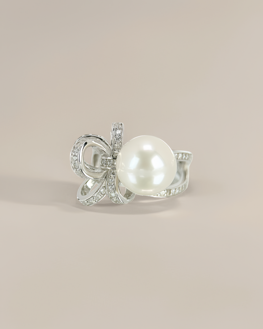 Odette | Adjustable Ring with White Freshwater Pearl
