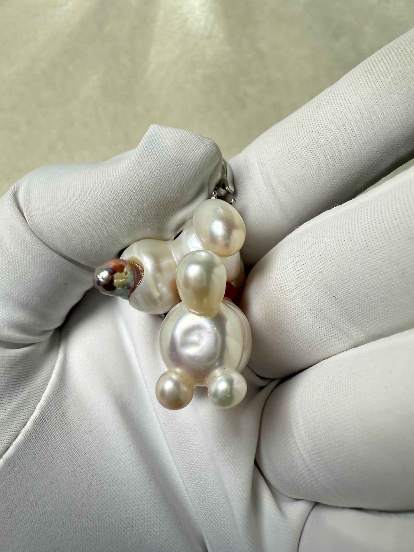 Biscuit — Pearl Pup | Baroque Dog Charm with Pink Drop