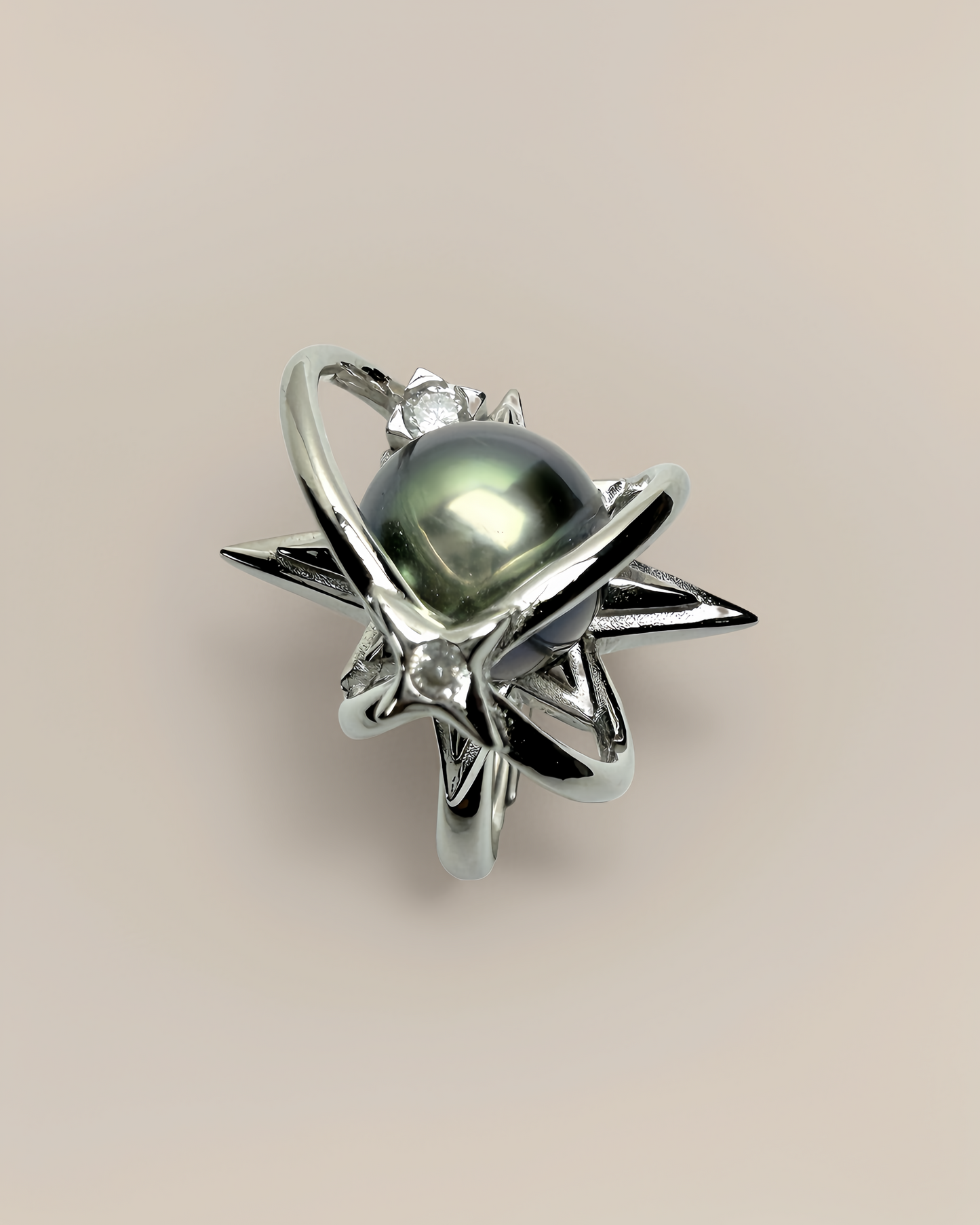 Astra | Adjustable Ring with Tahitian Pearl & Orbital Band