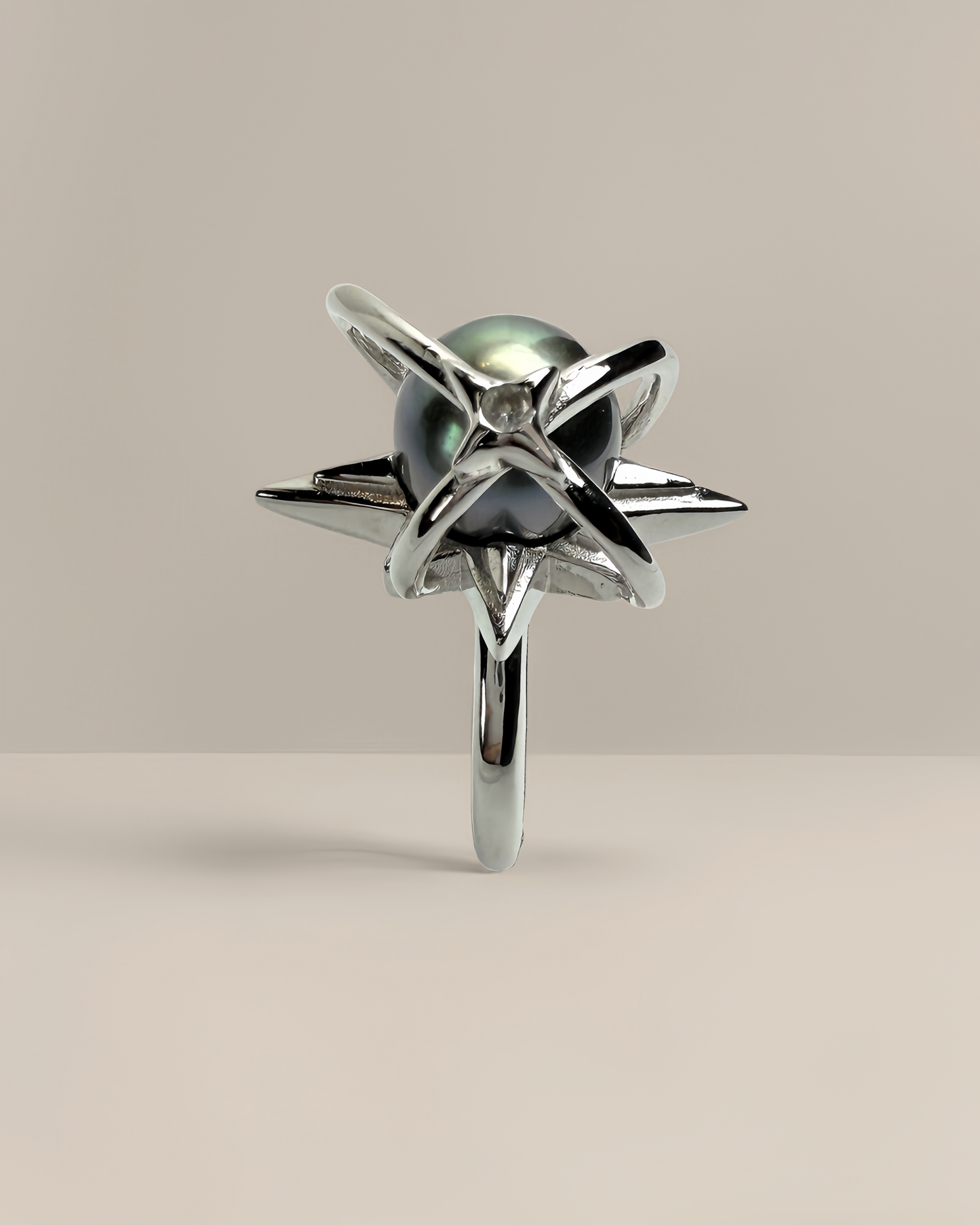 Astra | Adjustable Ring with Tahitian Pearl & Orbital Band