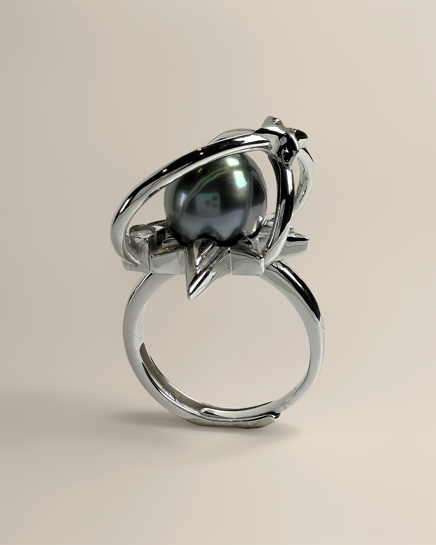 Astra | Adjustable Ring with Tahitian Pearl & Orbital Band