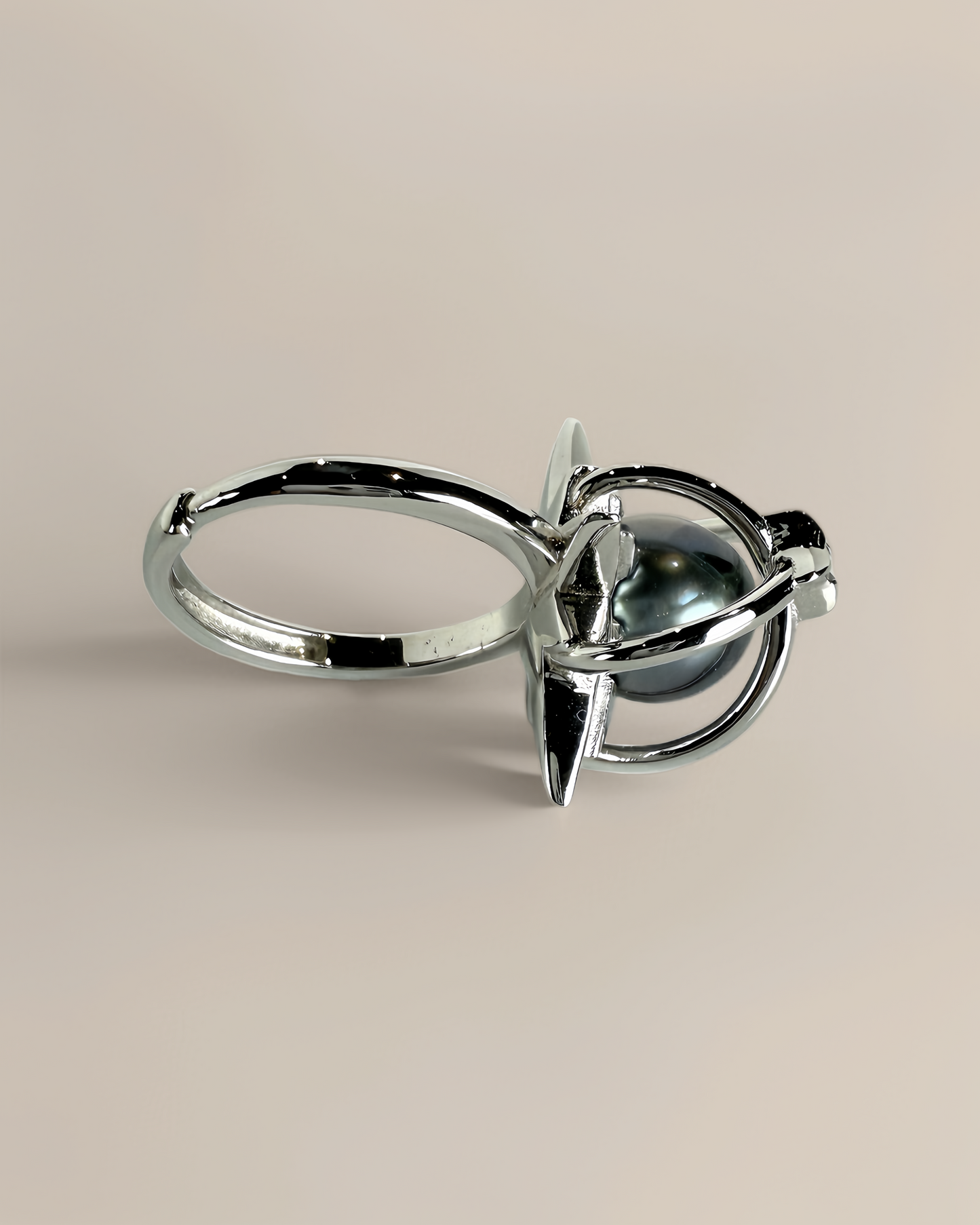 Astra | Adjustable Ring with Tahitian Pearl & Orbital Band