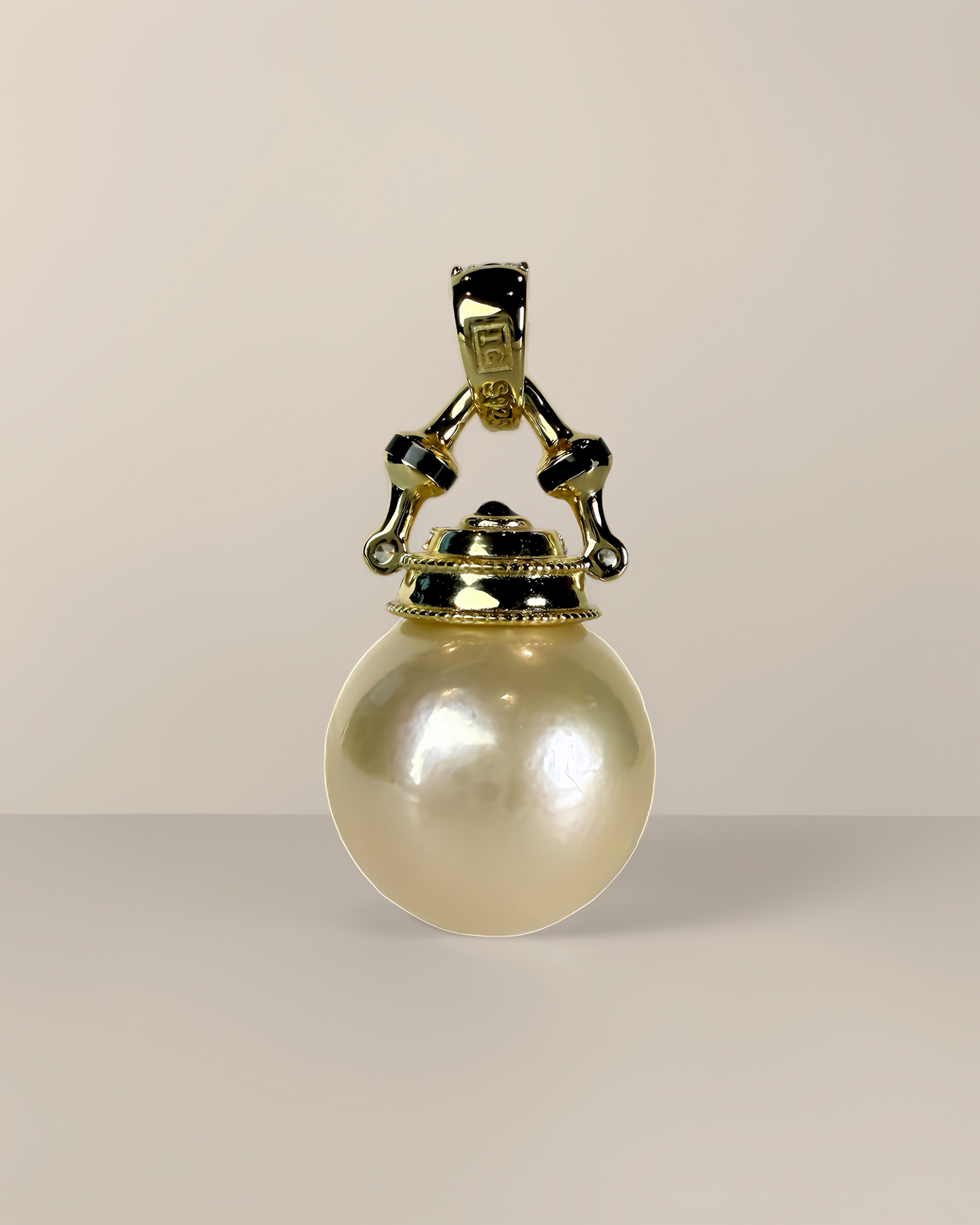 Elara | Teapot Pendant with Rare Cream-Gold Pearl