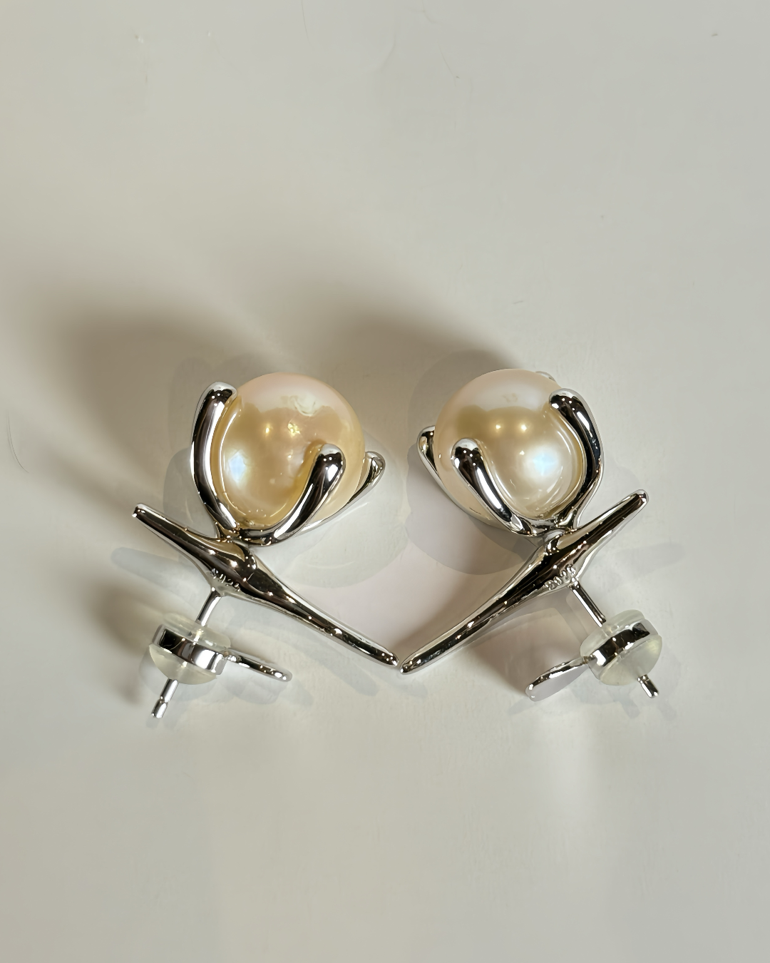 Solenne | Cream-Gold Pearl Stud Earrings