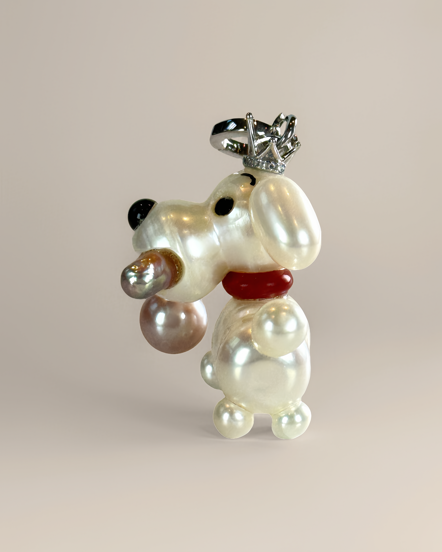 Biscuit — Pearl Pup | Baroque Dog Charm with Pink Drop