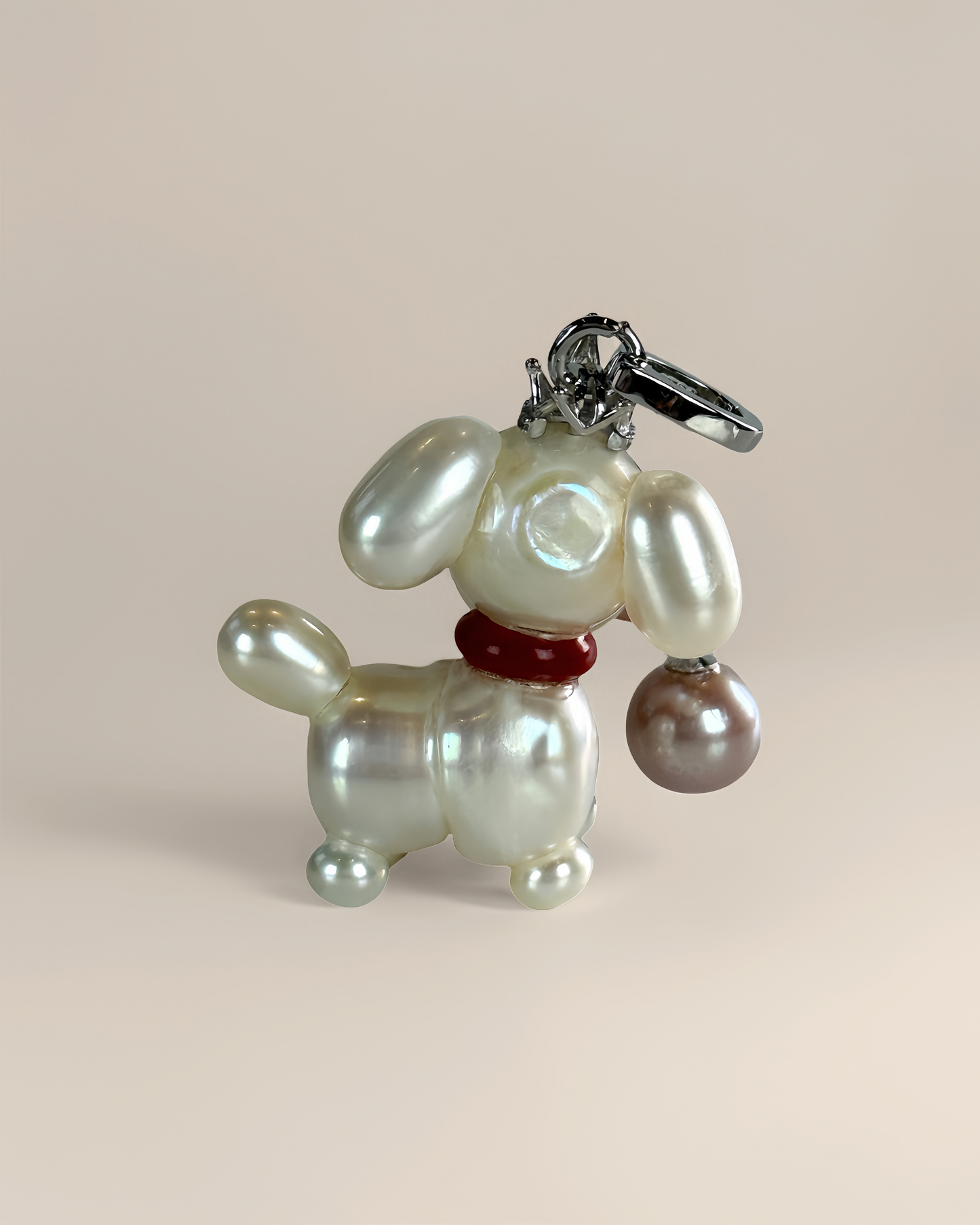 Biscuit — Pearl Pup | Baroque Dog Charm with Pink Drop
