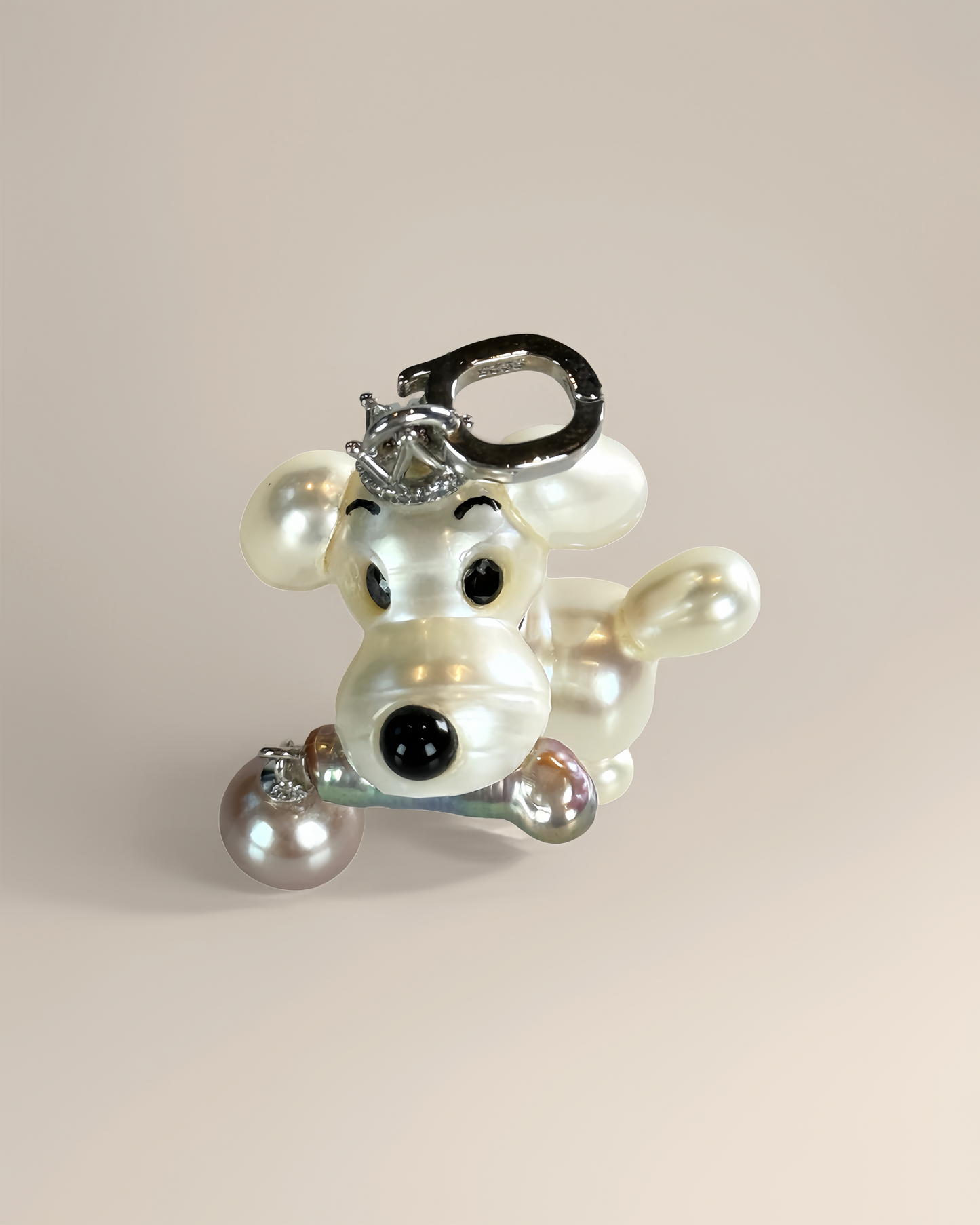 Biscuit — Pearl Pup | Baroque Dog Charm with Pink Drop