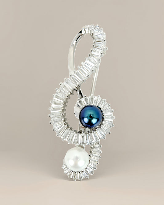 Treble Clef | Freshwater pearl Brooch
