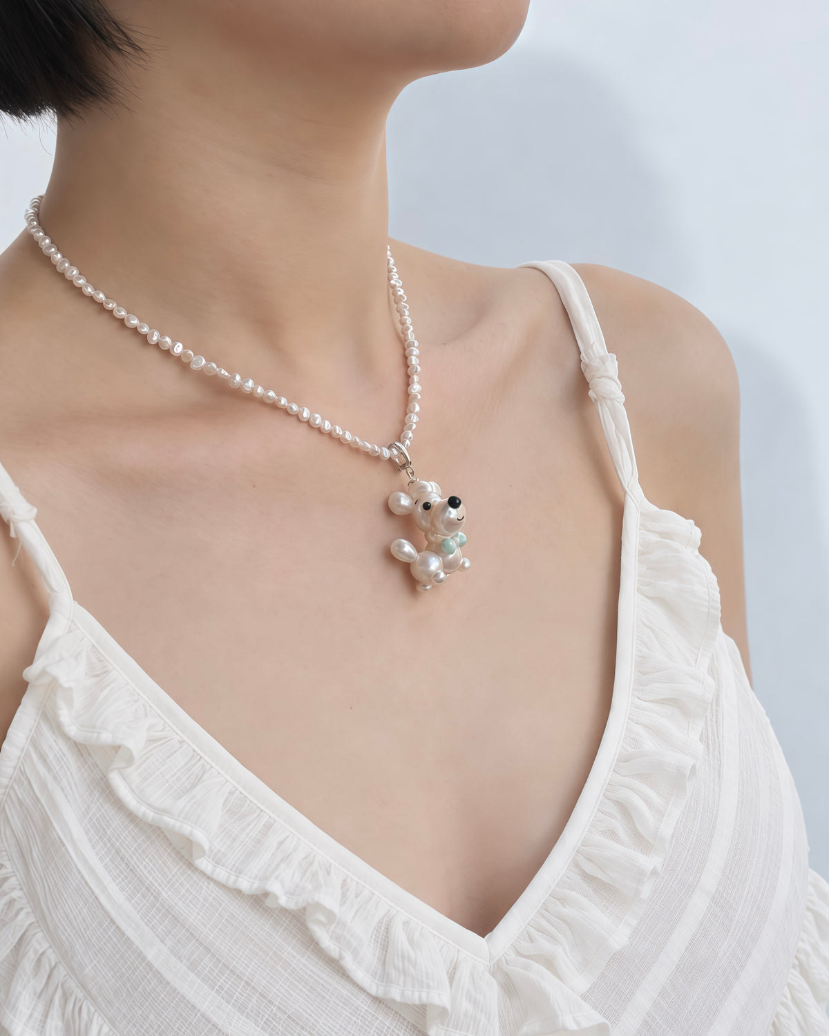 Elio — Pearl Pup Necklace | Artisan Baroque Pearl Dog Charm