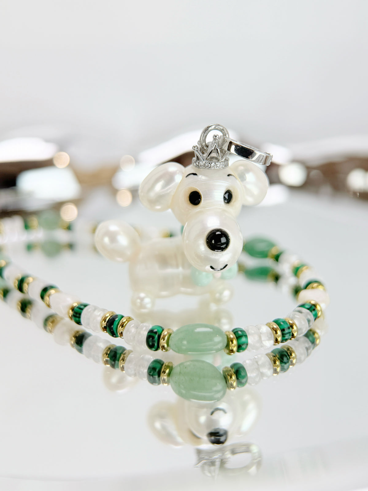 Pippin — Pearl Pup Necklace | Artisan Baroque Pearl Dog Charm Necklace