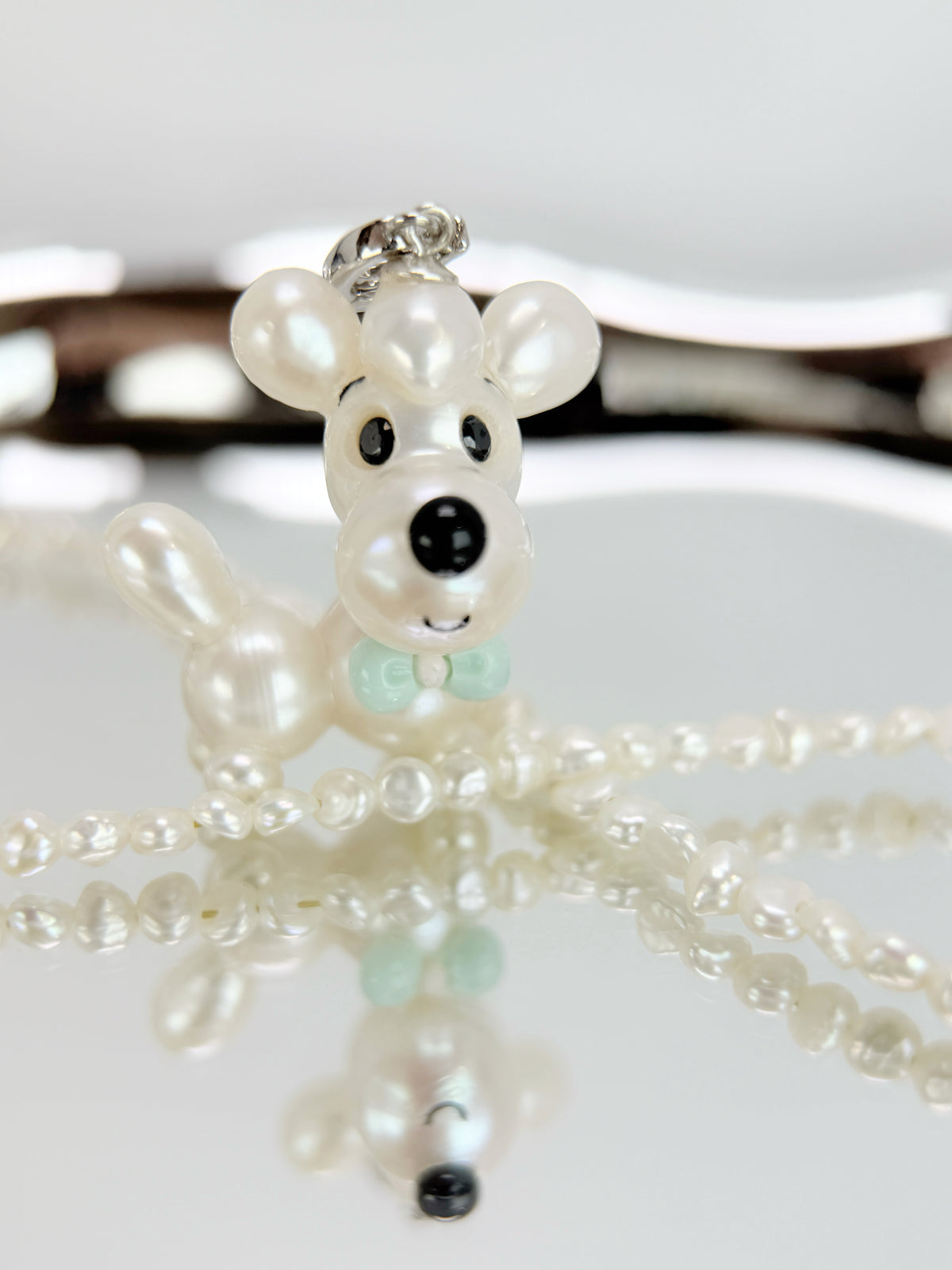 Elio — Pearl Pup Necklace | Artisan Baroque Pearl Dog Charm
