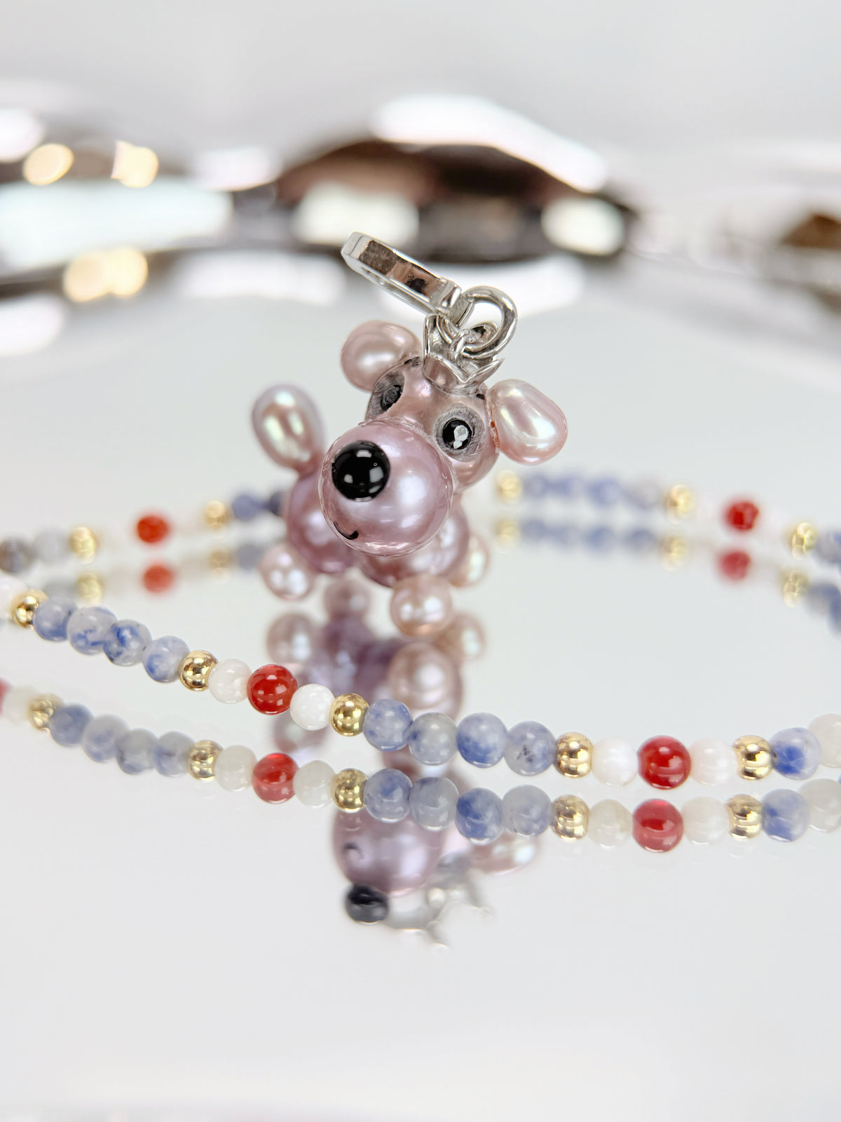 Vesper — Pearl Pup Necklace | Artisan Baroque Pearl Dog Charm