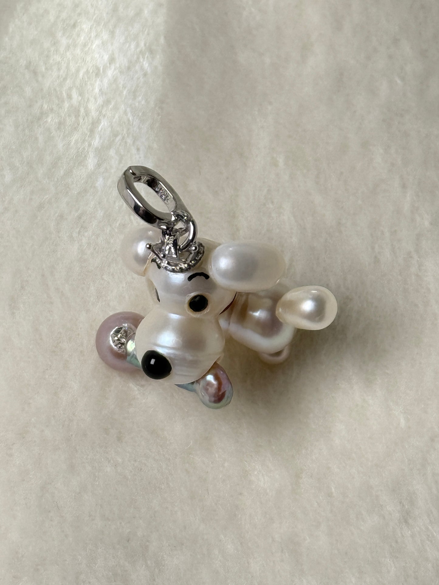 Biscuit — Pearl Pup | Baroque Dog Charm with Pink Drop