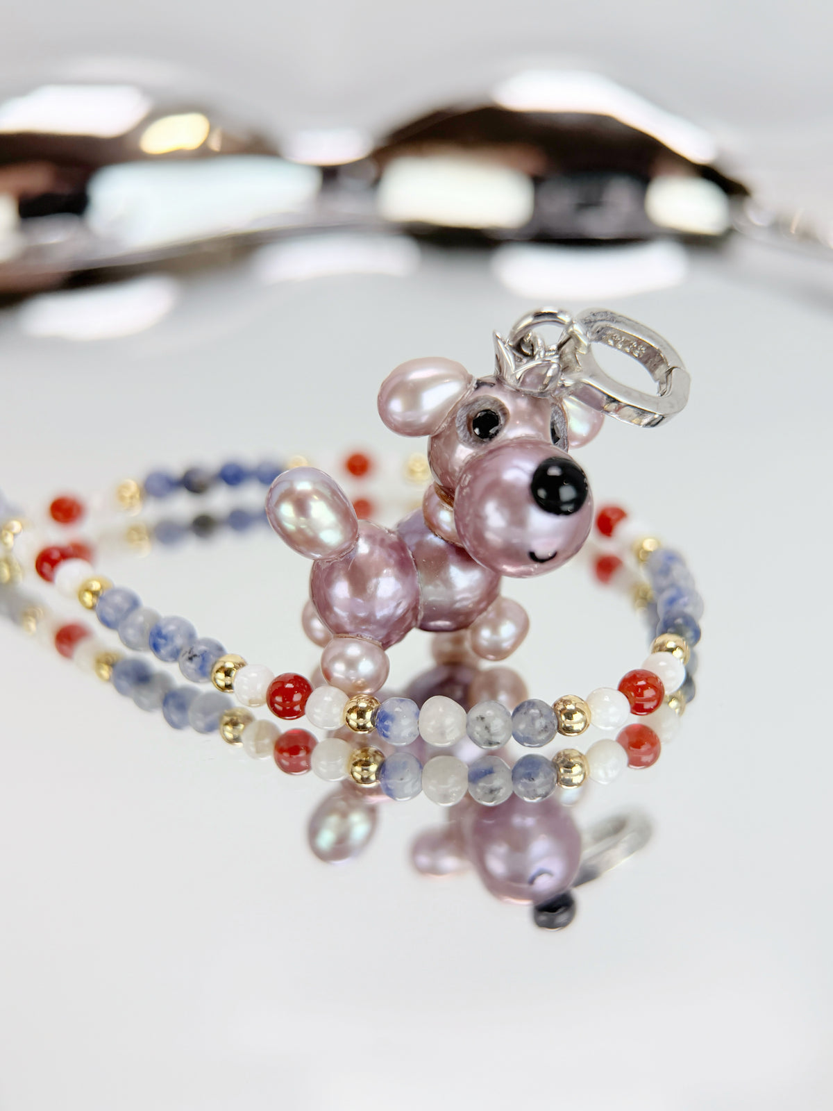 Vesper — Pearl Pup Necklace | Artisan Baroque Pearl Dog Charm