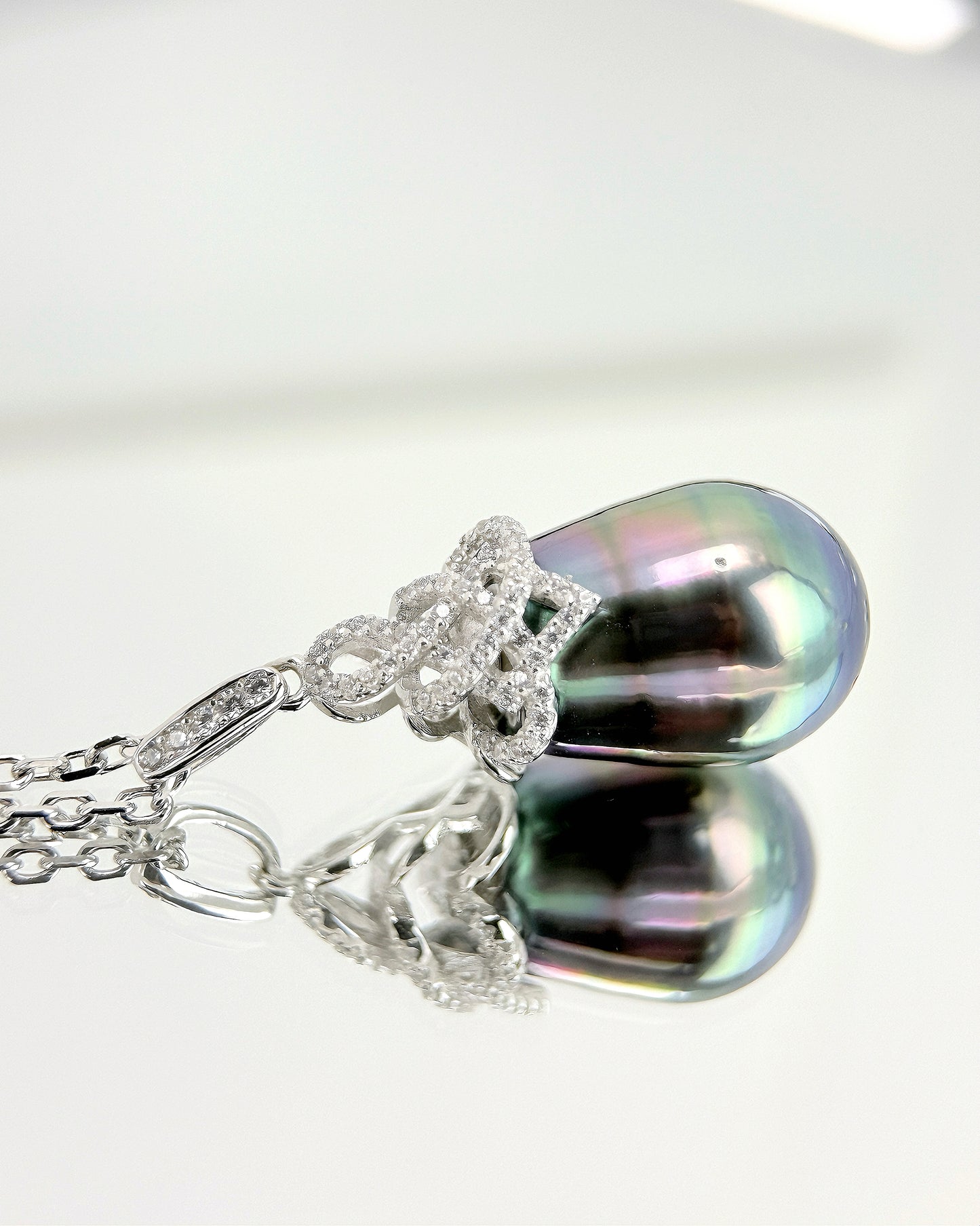 Iridescence Drop | Rare Rainbow Tahitian Pearl Pendant