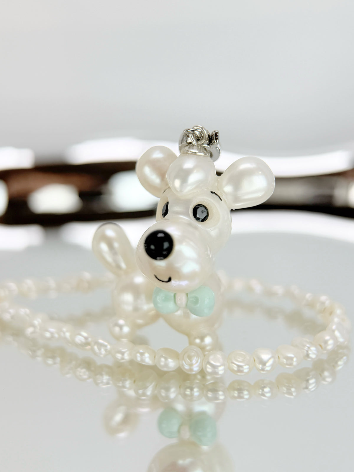 Elio — Pearl Pup Necklace | Artisan Baroque Pearl Dog Charm