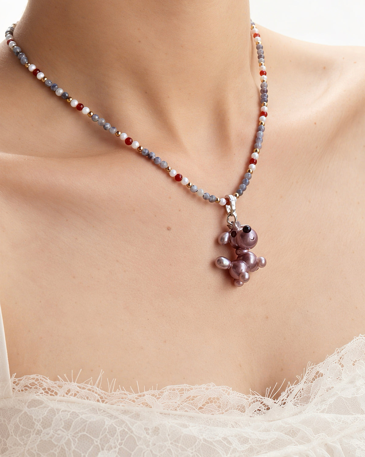 Vesper — Pearl Pup Necklace | Artisan Baroque Pearl Dog Charm