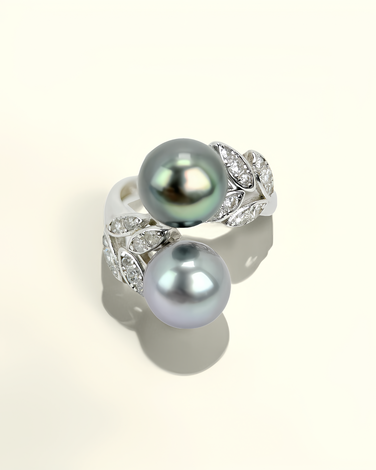 Eirleaf | Adjustable Ring with twin Tahitian Pearl