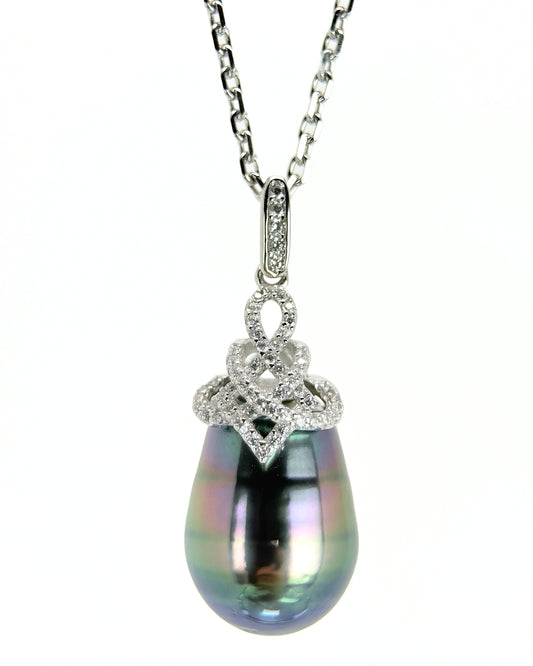 Iridescence Drop | Rare Rainbow Tahitian Pearl Pendant