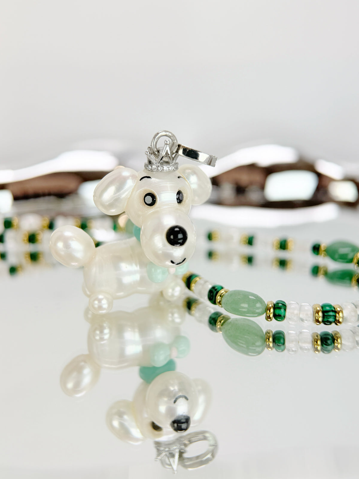Pippin — Pearl Pup Necklace | Artisan Baroque Pearl Dog Charm Necklace