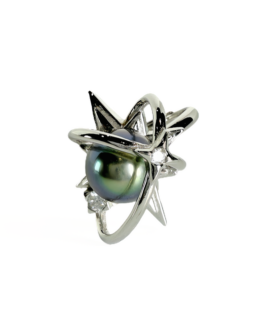Astra | Adjustable Ring with Tahitian Pearl & Orbital Band