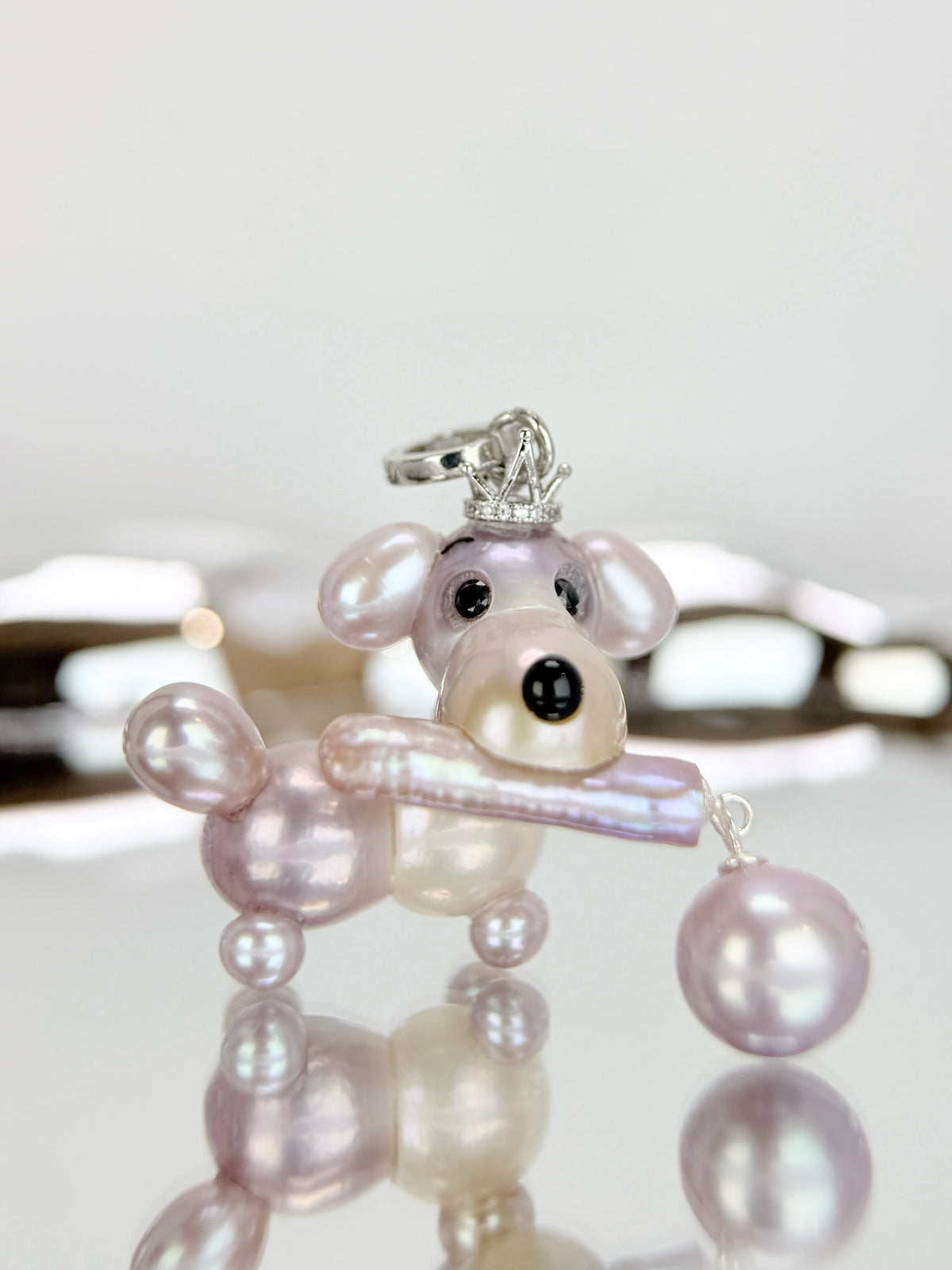 Mauve — Pearl Pup Necklace | Artisan Baroque Pearl Dog Charm