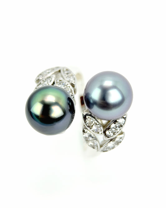 Eirleaf | Adjustable Ring with twin Tahitian Pearl
