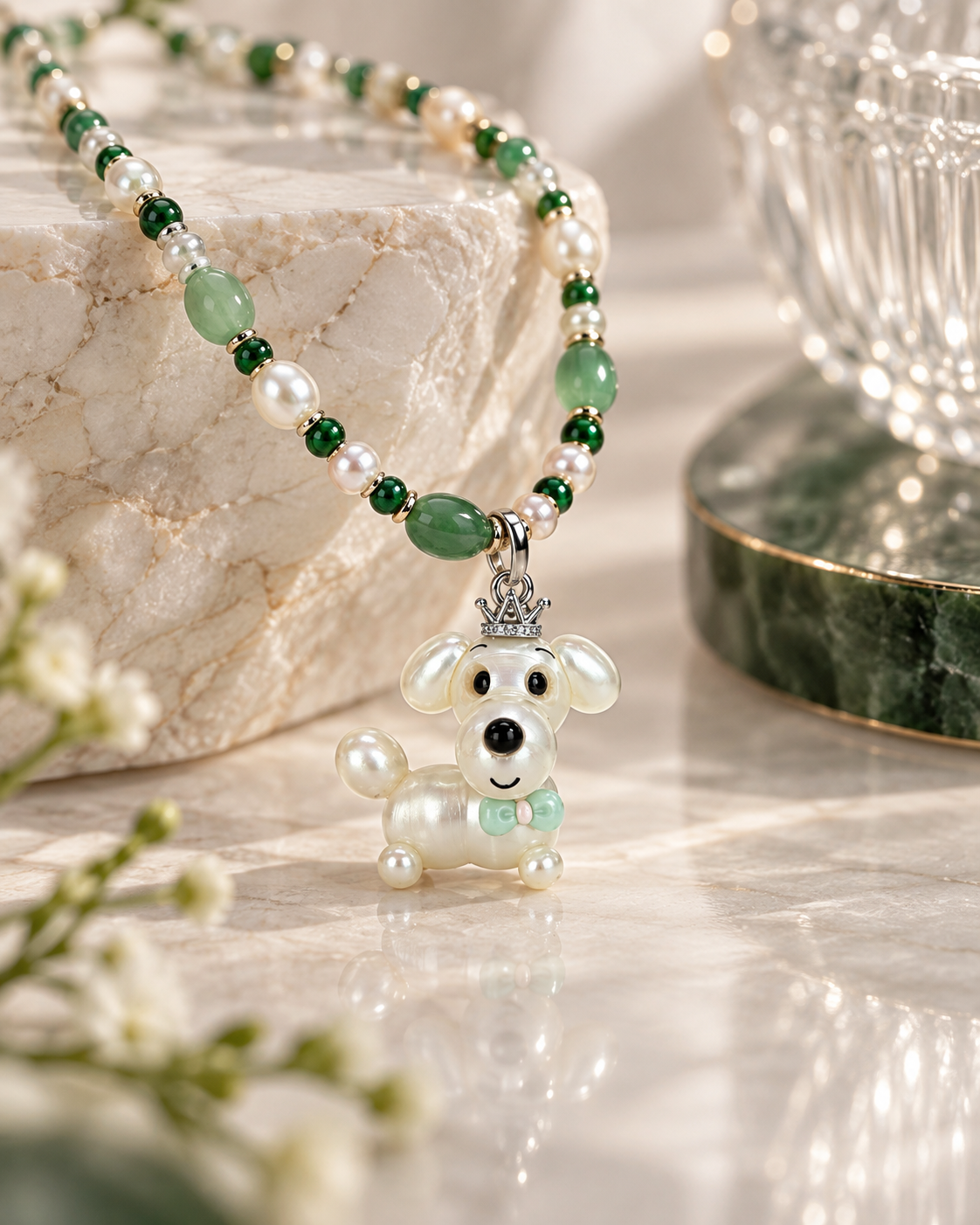 Pippin — Pearl Pup Necklace | Artisan Baroque Pearl Dog Charm Necklace