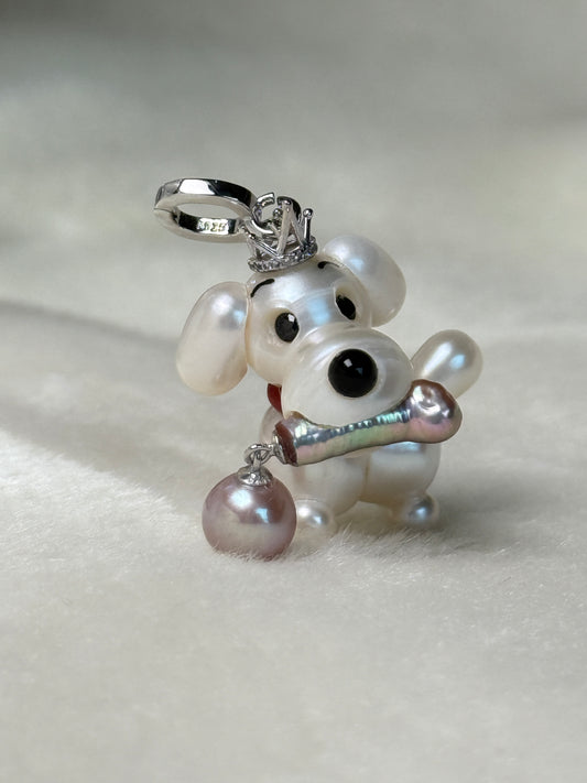 Biscuit — Pearl Pup | Baroque Dog Charm with Pink Drop