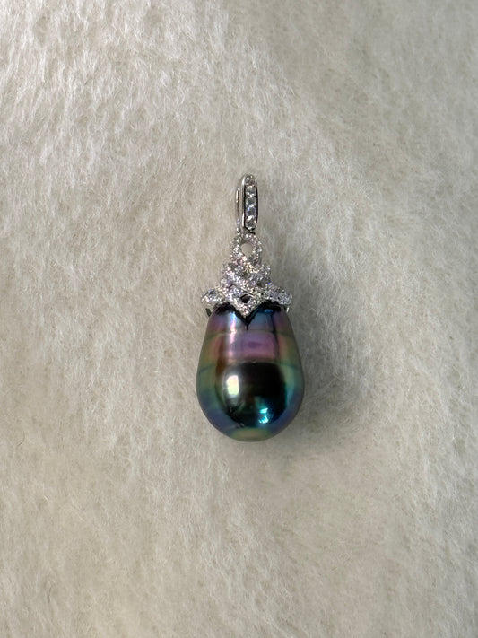 Iridescence Drop | Rare Rainbow Tahitian Pearl Pendant