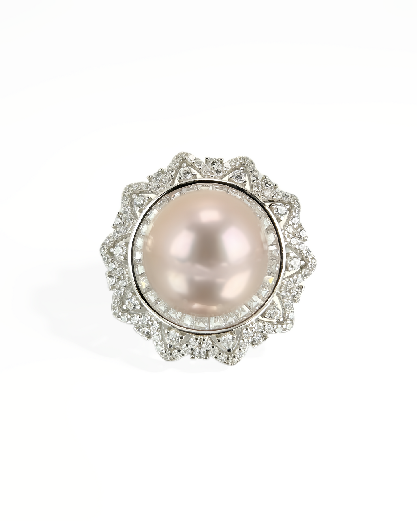 Améline | Halo Ring with Metallic Pink-Purple Pearl
