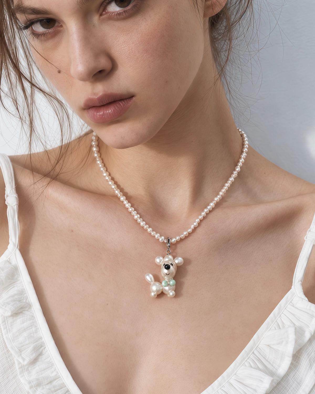Elio — Pearl Pup Necklace | Artisan Baroque Pearl Dog Charm
