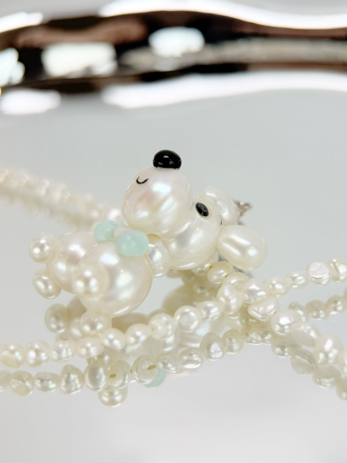Elio — Pearl Pup Necklace | Artisan Baroque Pearl Dog Charm