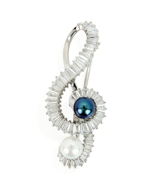 Treble Clef | Freshwater pearl Brooch