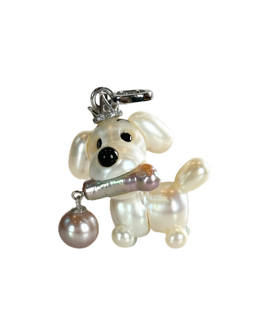 Biscuit — Pearl Pup | Baroque Dog Charm with Pink Drop