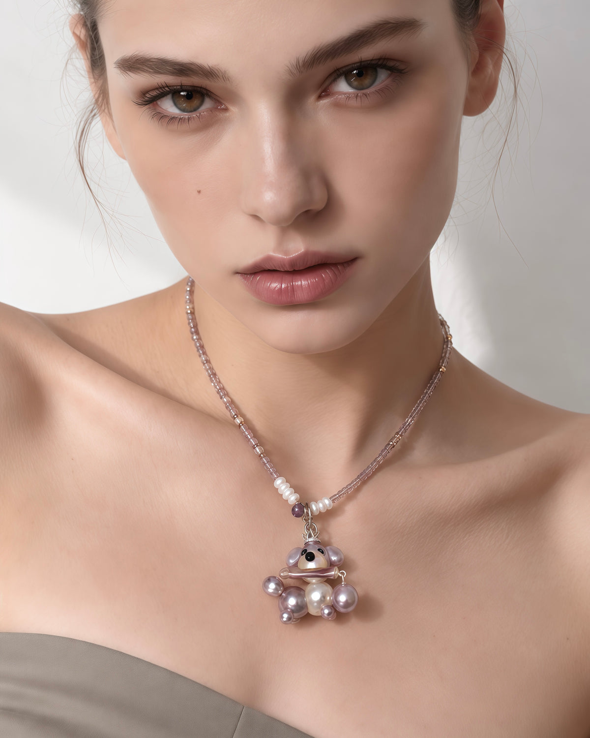 Mauve — Pearl Pup Necklace | Artisan Baroque Pearl Dog Charm