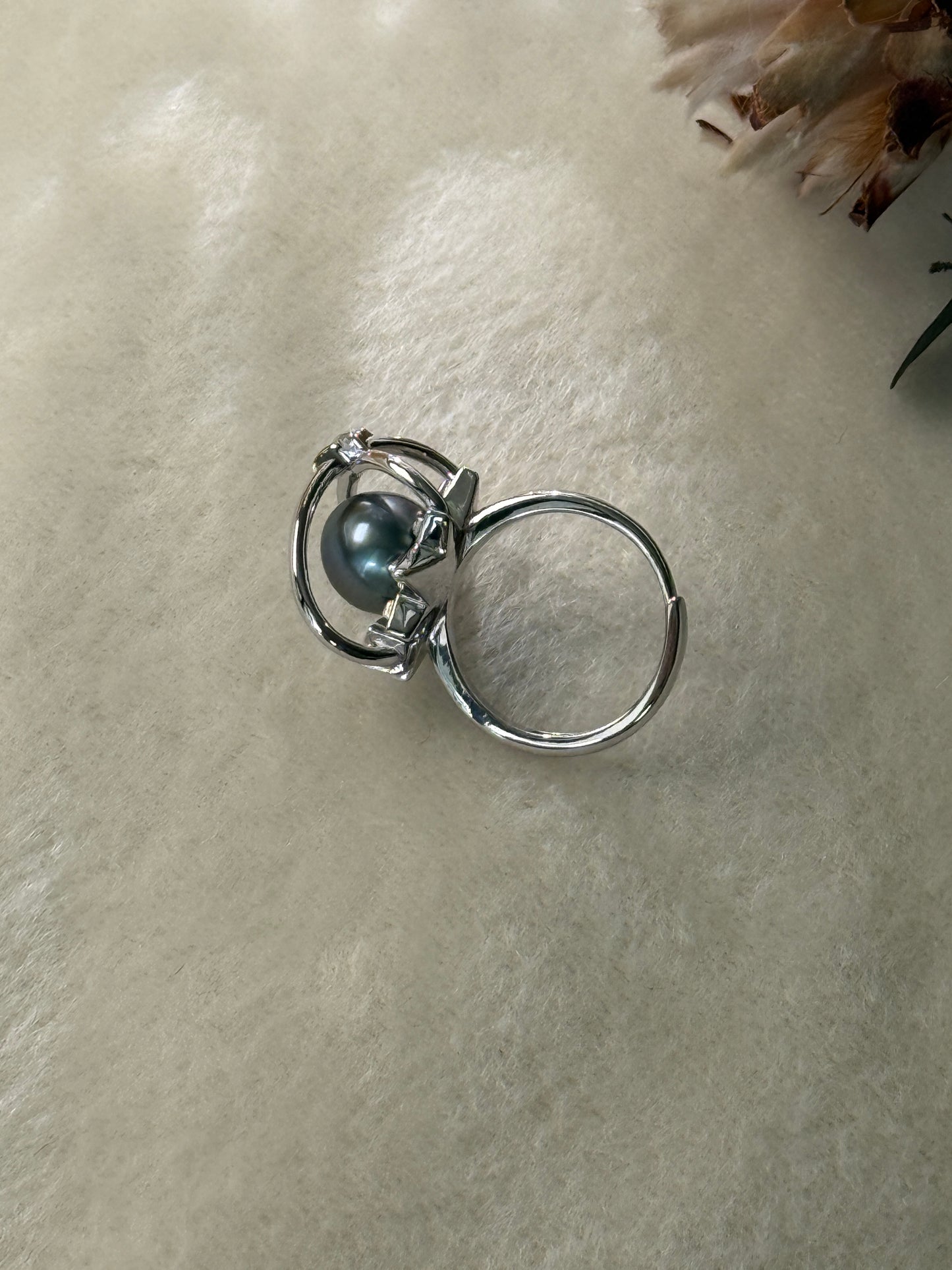 Astra | Adjustable Ring with Tahitian Pearl & Orbital Band